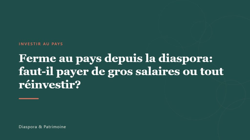 Ferme au pays depuis la diaspora: faut-il payer de gros salaires ou tout réinvestir?