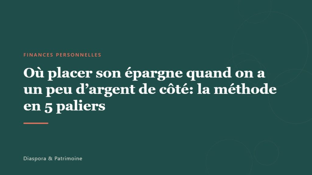 Où placer son épargne quand on a un peu d&rsquo;argent de côté: la méthode en 5 paliers