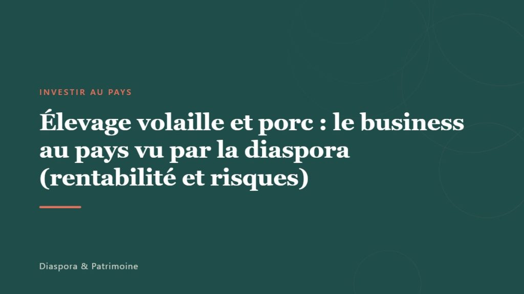 Élevage volaille et porc : le business au pays vu par la diaspora (rentabilité et risques)