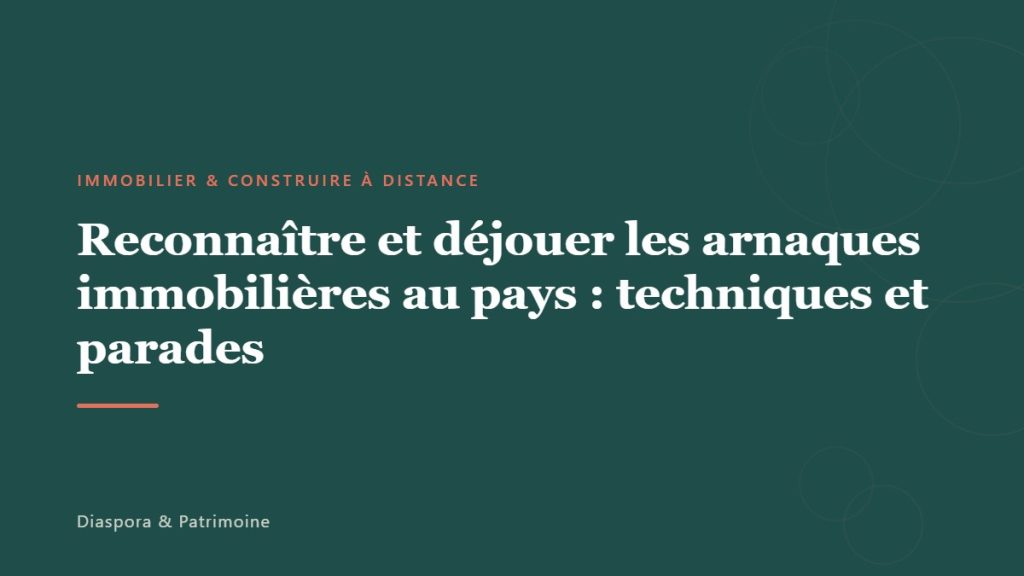 Reconnaître et déjouer les arnaques immobilières au pays : techniques et parades